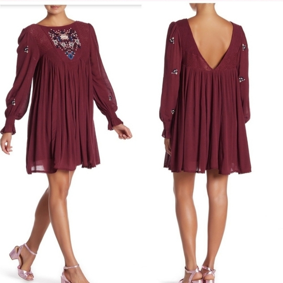 Free People Long Sleeve Embroidered Dress - Picture 2 of 10